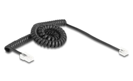 Delock Telefoncable Spiralcable Rj11 Stecker Zu Rj45 Stecker Schwarz 3 M