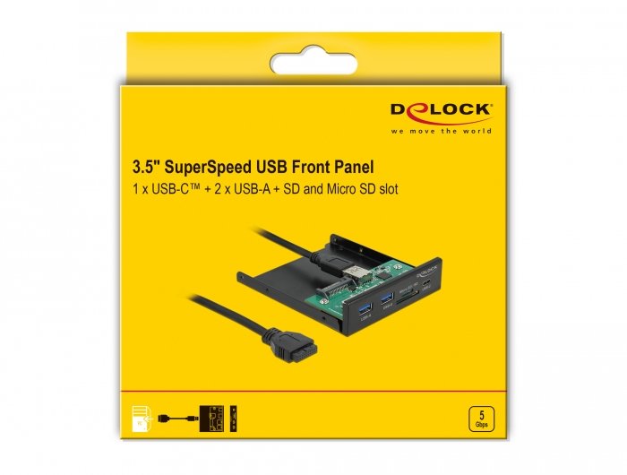 Front Panel 3.5? Usb 5 Gbps 1 X Usb Type-C + 2 X Usb Typ-A + Sd Und Micro Sd Slot