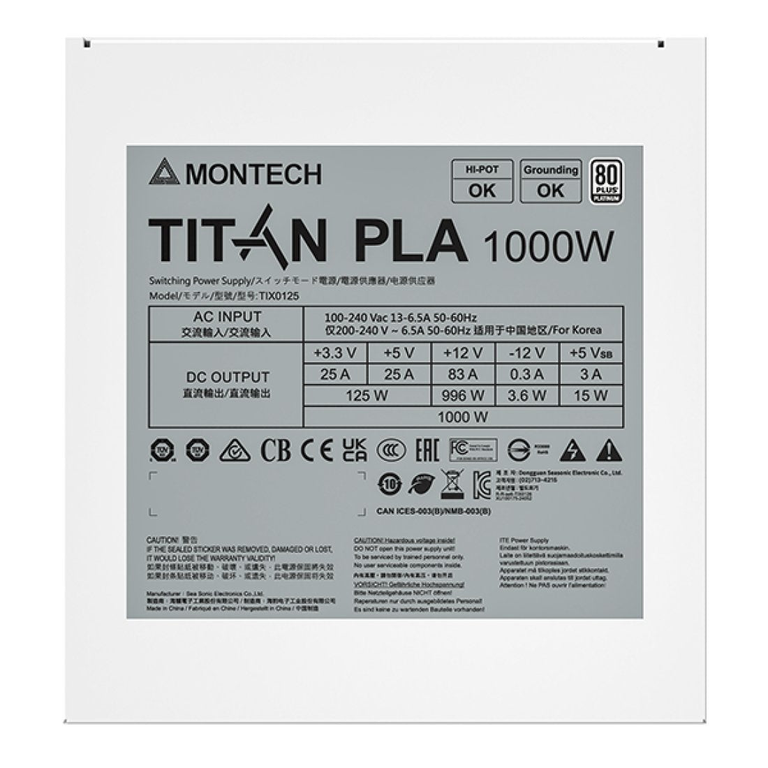 Titan Pla 1000w - 80 Plus & Cybenetics Platinum Modular Pcie 5.1 - 1000 (Titan Pla 1000w)