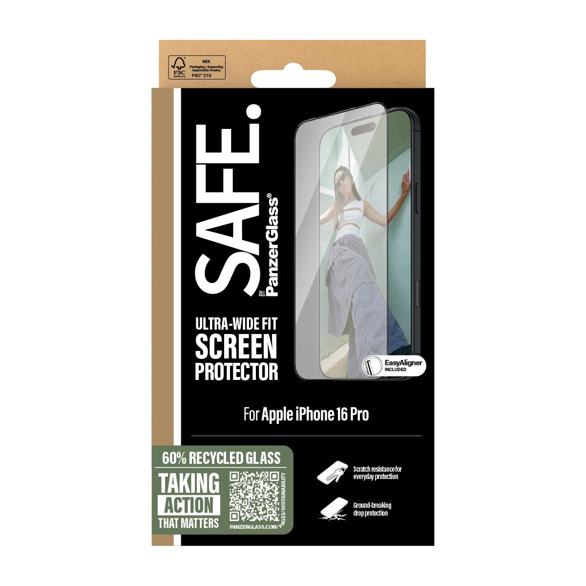 EAN 5715685010675 - PanzerGlass SAFE. by ® Screen Protection w. Black Frame iPhone 16 Pro | Ultra-Wide Fit Protector de panta imagen 3