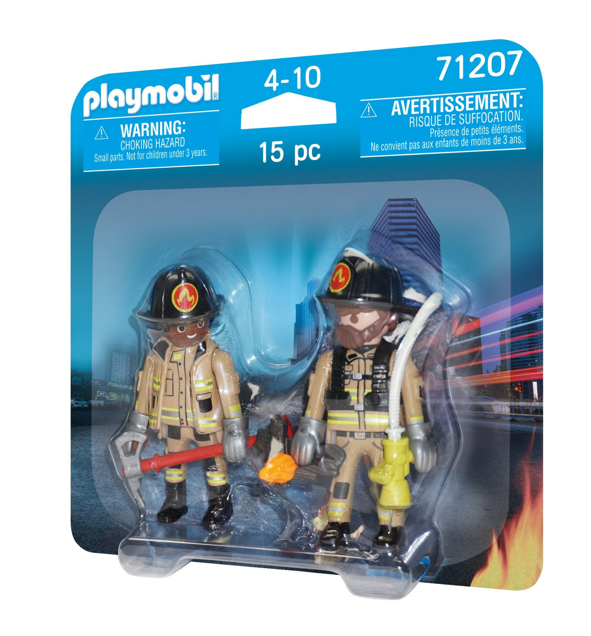 Playmobil 71207 Duopack Bomberos. Con Dos Figuras, Hacha De Fuego Y Extintor.