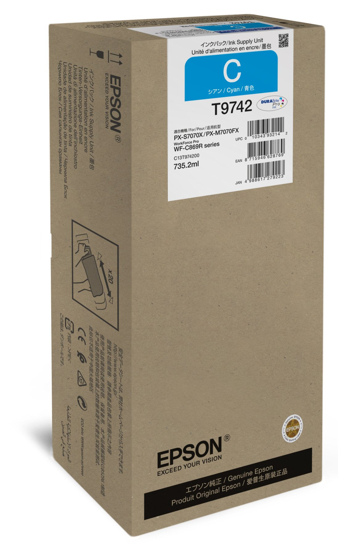 EAN 8715946628769 - Epson T9742 cartucho de tinta 1 pieza(s) Original Extra (Súper) alto rendimiento Cian imagen 1