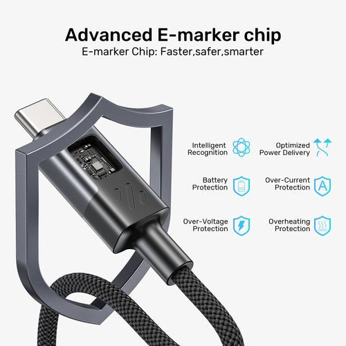 Unitek C14158abk01-2m Usb-C Cable Charging With Led Display 2m Black