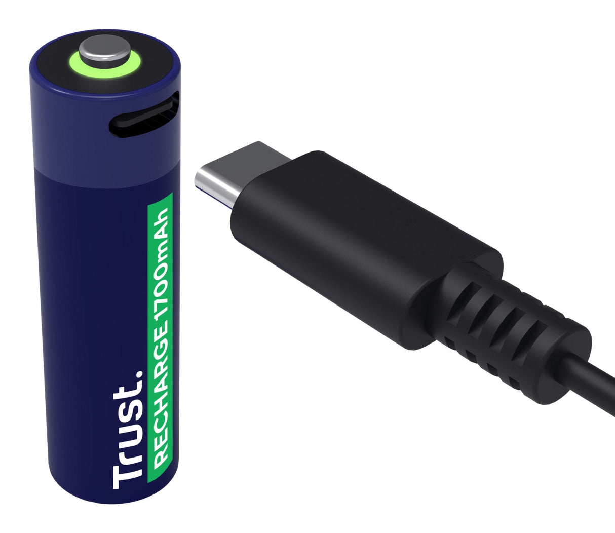 Pila Ecargable Trust Usb-C Aa 1700 Mah Pack De Dos Unidades 25584