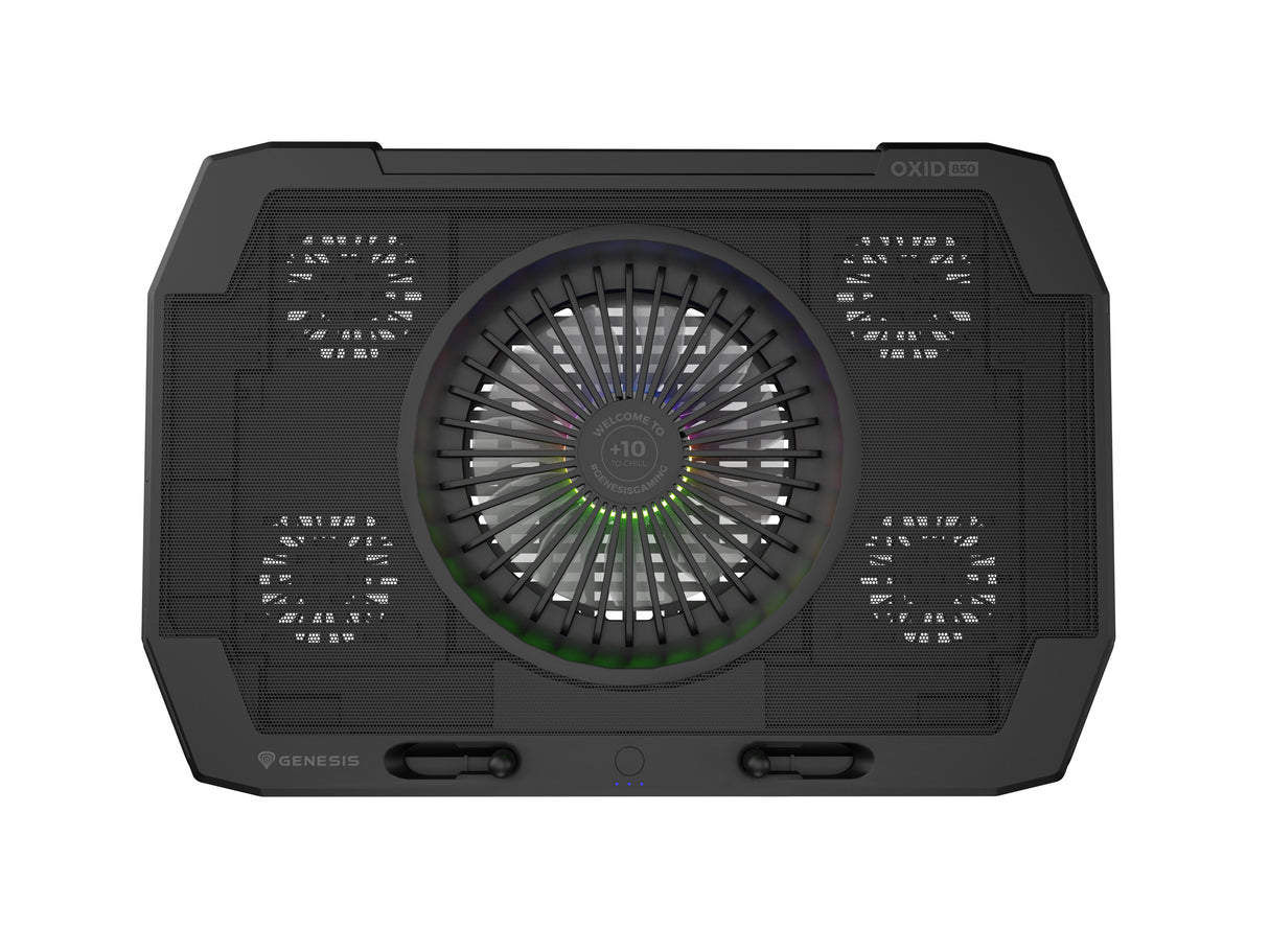 Base Refrigeradoras Genesis Oxid 850 Rgb 15.6"-17.3" Usb, 5 Ventiladores