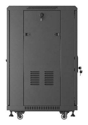Lanberg Rack Cabinet 19 " Free Standing 18u 600x600 Flat Pack With Glass Door Black