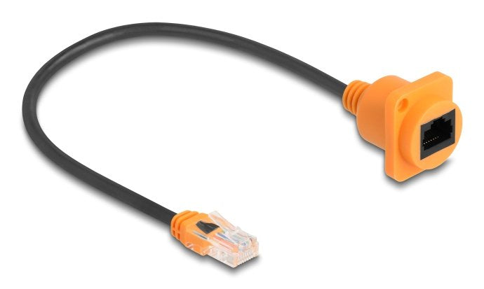 Delock D-Typ Rj45 Cable Stecker Zu Buchse Cat.5e Utp Naranja Schwarz 30 Cm