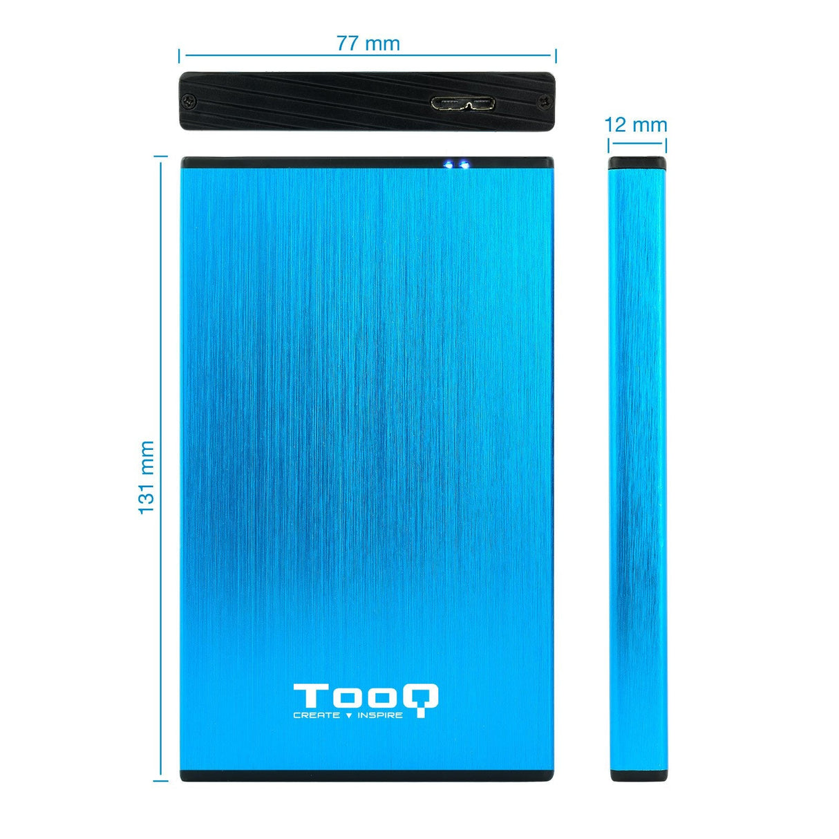 Tooq Carcasa Externa Hdd/Sdd 2.5" Hasta 9,5mm Sata Usb 3.0 - Azul