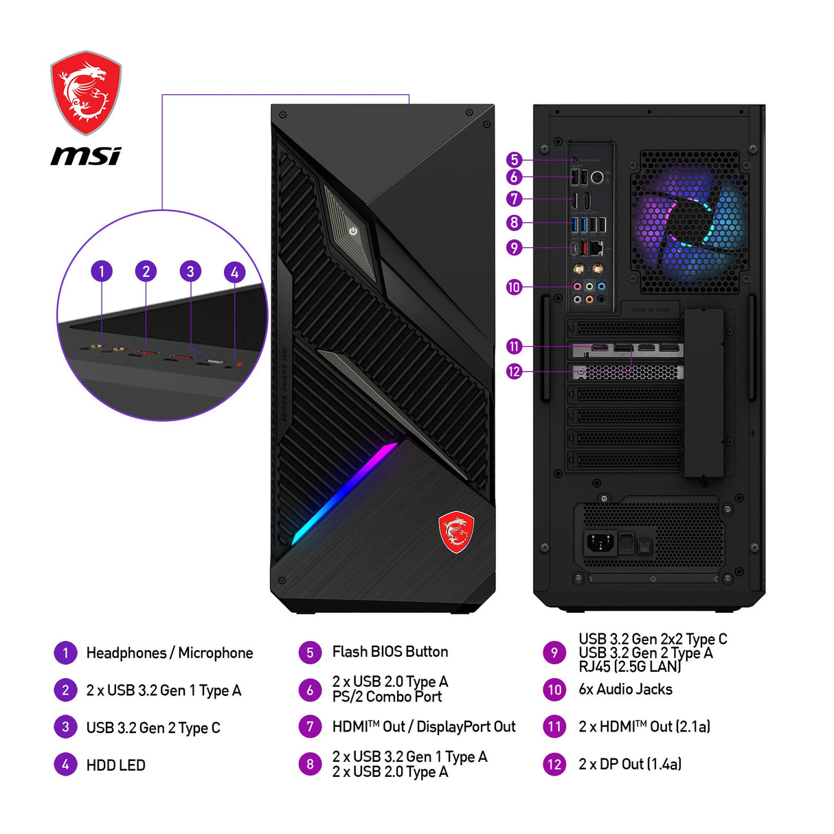 EAN 4711377175449 - MSI MPG Infinite X2 14NUG7-460AT Intel® Core™ i7 i7-14700KF 32 GB DDR5-SDRAM 1 TB SSD NVIDIA GeForce RTX imagen 8