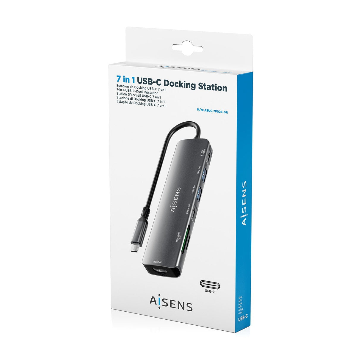 EAN 8435739903155 - AISENS ASUC-7P026-GR base para portátil y replicador de puertos Alámbrico USB 3.2 Gen 1 (3.1 Gen 1) Type- imagen 7