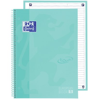 Oxford Cuaderno Europeanbook 1 School Microperforado 80 Hojas 1 Línea Tapas Extraduras Touch A4+ Ice Mint Pastel -5u-