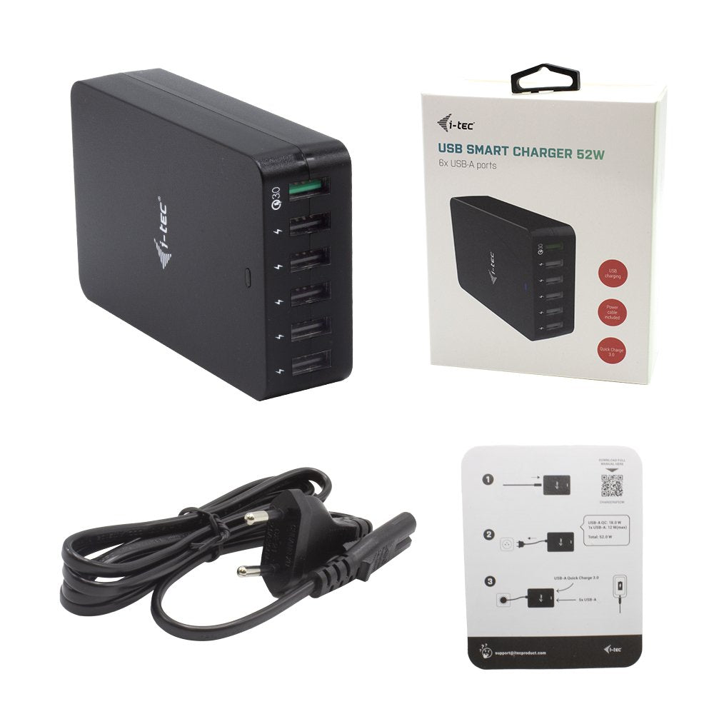 EAN 8595611703768 - i-tec CHARGER6P52W cargador de dispositivo móvil Universal Negro Corriente alterna Carga rápida Interior imagen 4