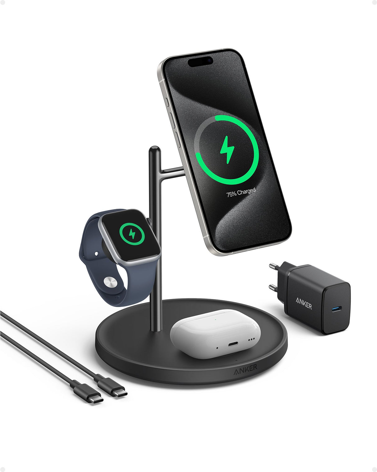 EAN 194644173050 - Anker MagGo Universal Negro USB Cargador inalámbrico Carga rápida Interior imagen 2