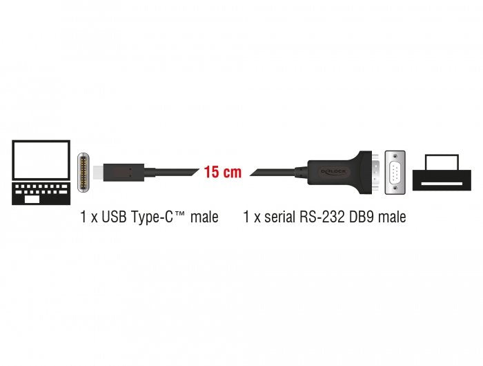 Delock 63908 Adaptador Usb Type-C > 1 X Db9 Rs-232 Serie