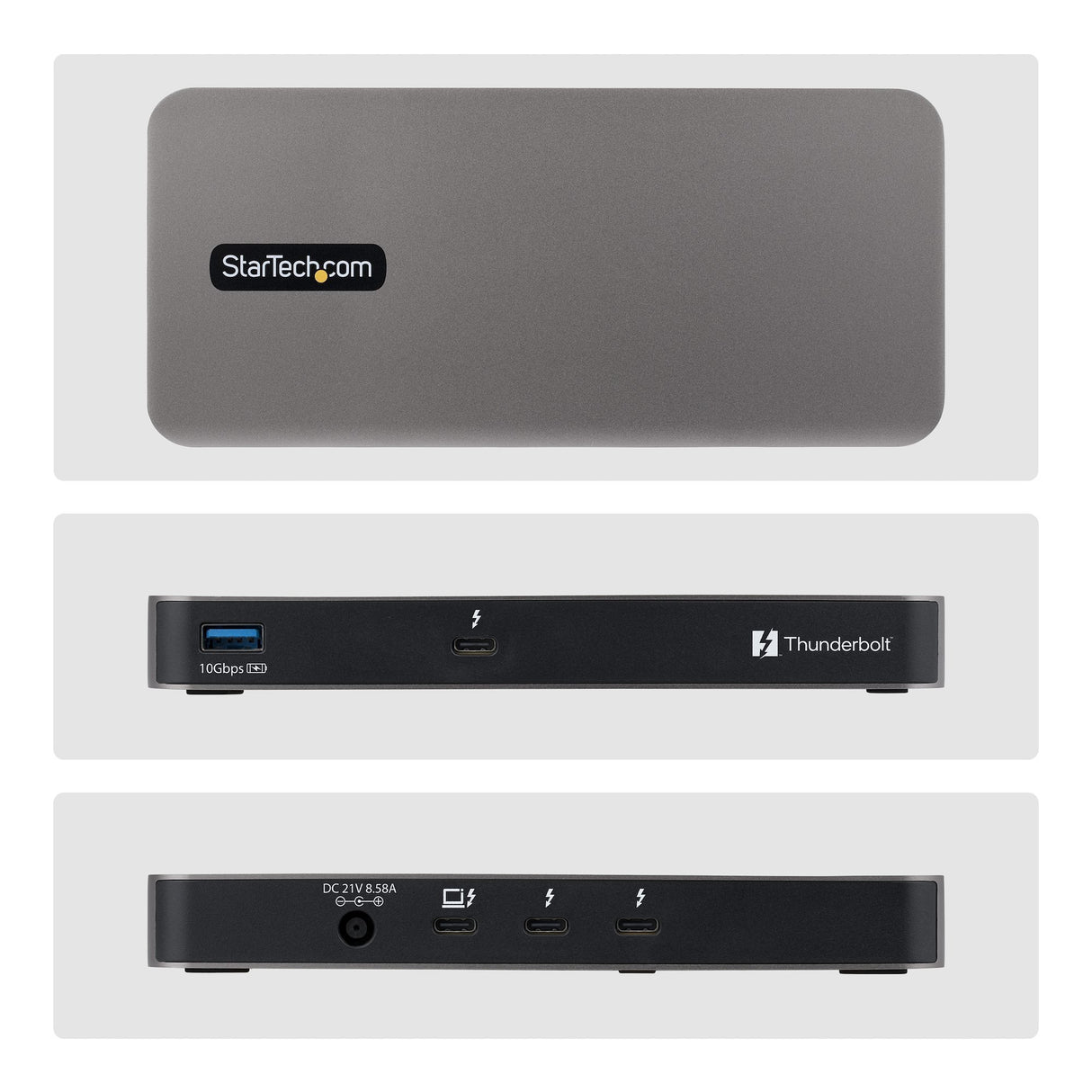 EAN 0065030925709 - StarTech.com 303UE-TB5-HUB hub de interfaz Thunderbolt 5 80 Mbit/s Gris imagen 3