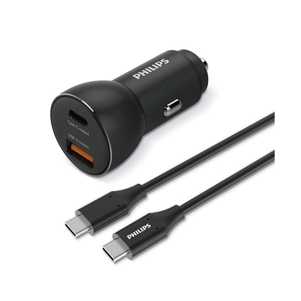 Philips Car Charger 36w With 1 Usb-A + Usb C