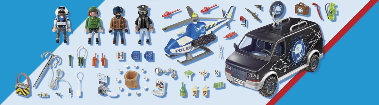 Playmobil Ciudad Helicoptero De Policia Persecucion Del Vehiculo Huido