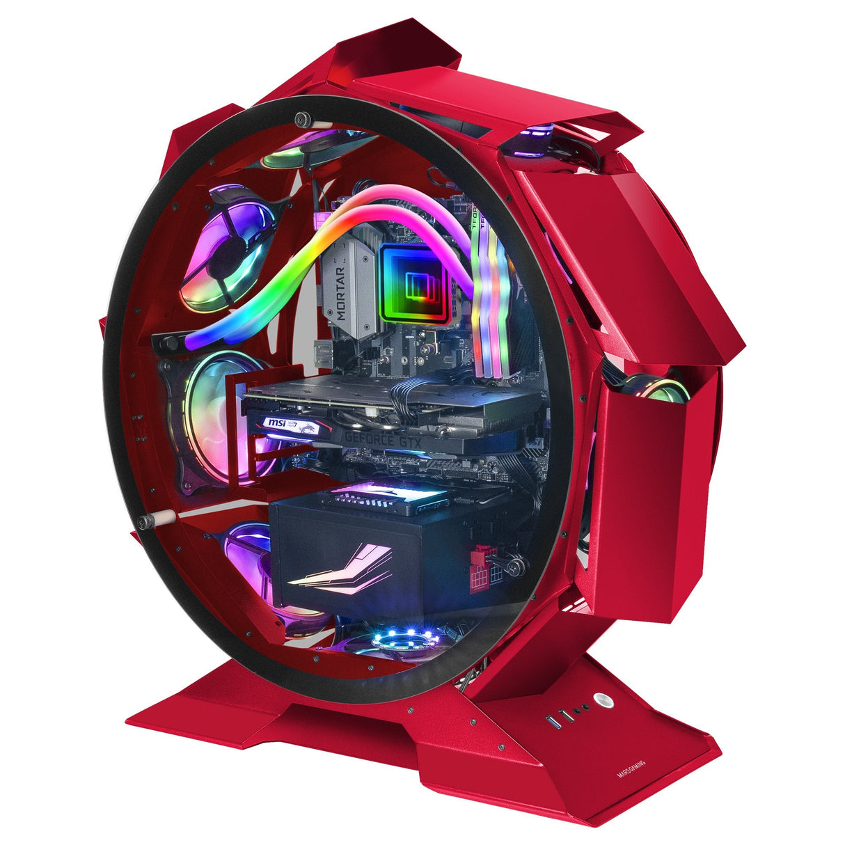 Caja Gaming Torre Circular Mars Gaming Mcorb Rojo