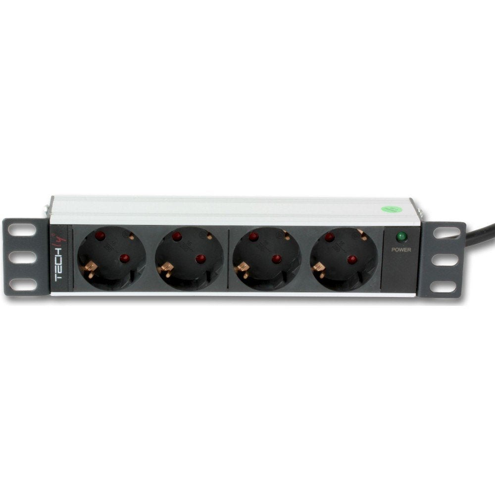 EAN 8051128100464 - Techly I-CASE M10-4D unidad de distribución de energía (PDU) 4 salidas AC 1U Negro, Plata imagen 1