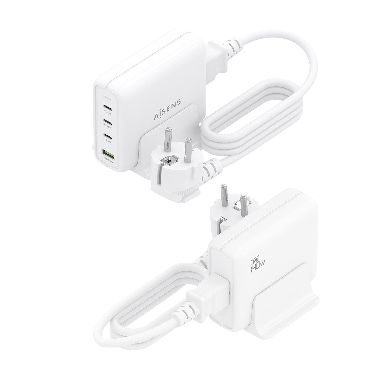 Aisens Cargador Sobremesa Gan 140w, 3xusb-C Pd3.1 Qc4.0 Qc5.0, 1xusb-A Qc3.0, Blanco