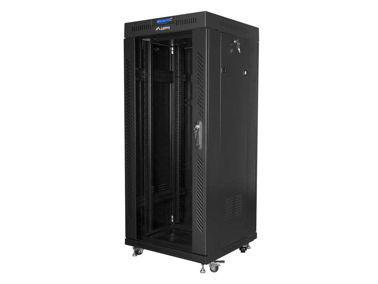 EAN 5901969430370 - Lanberg free standing rack 19inch cabinet 27U 600x600 glass door LCD flat pack black Rack o bastidor inde imagen 1