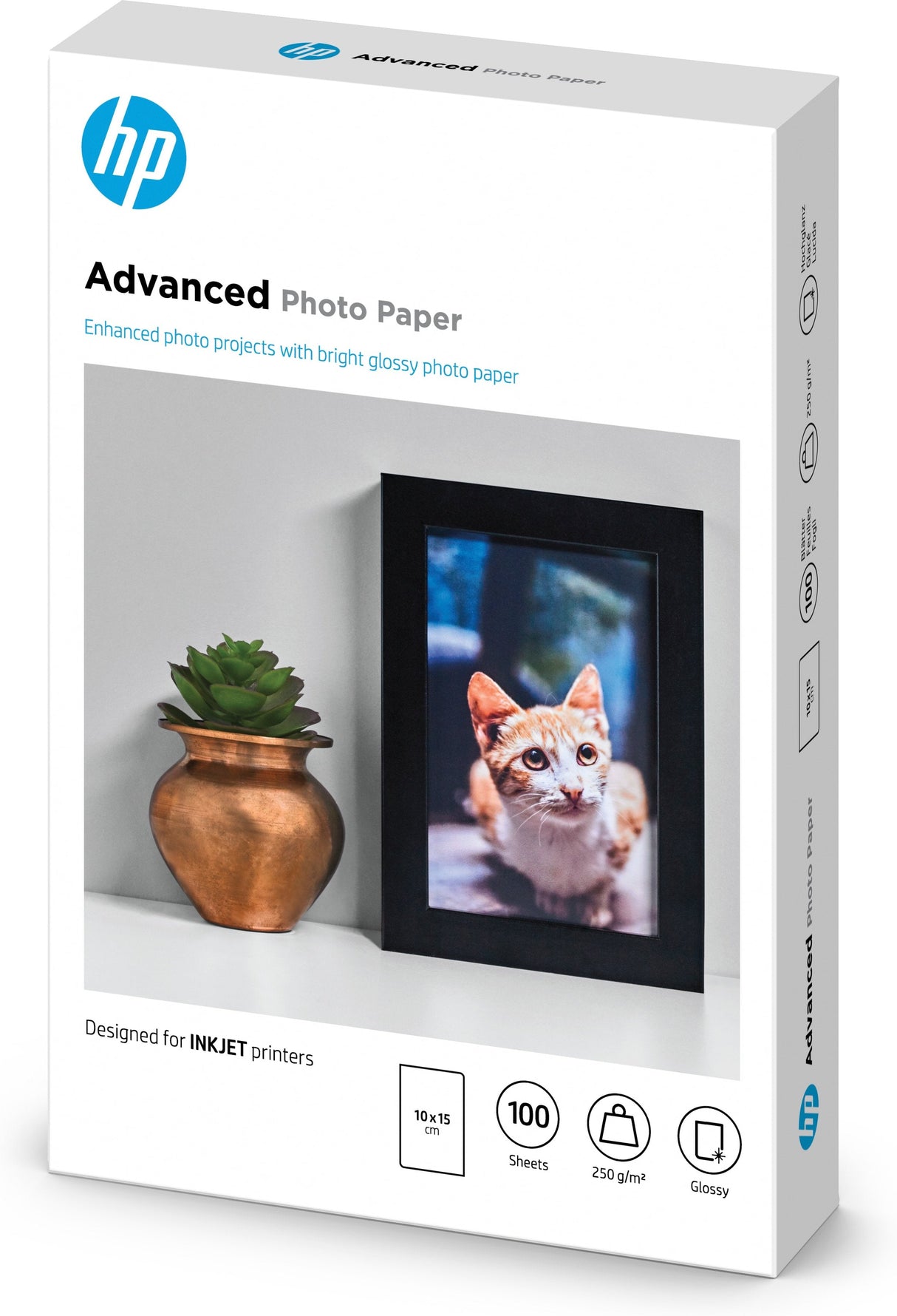 EAN 0882780349605 - HP Advanced Glossy Photo Paper-100 sht/10 x 15 cm borderless Negro, Azul, Blanco imagen 1