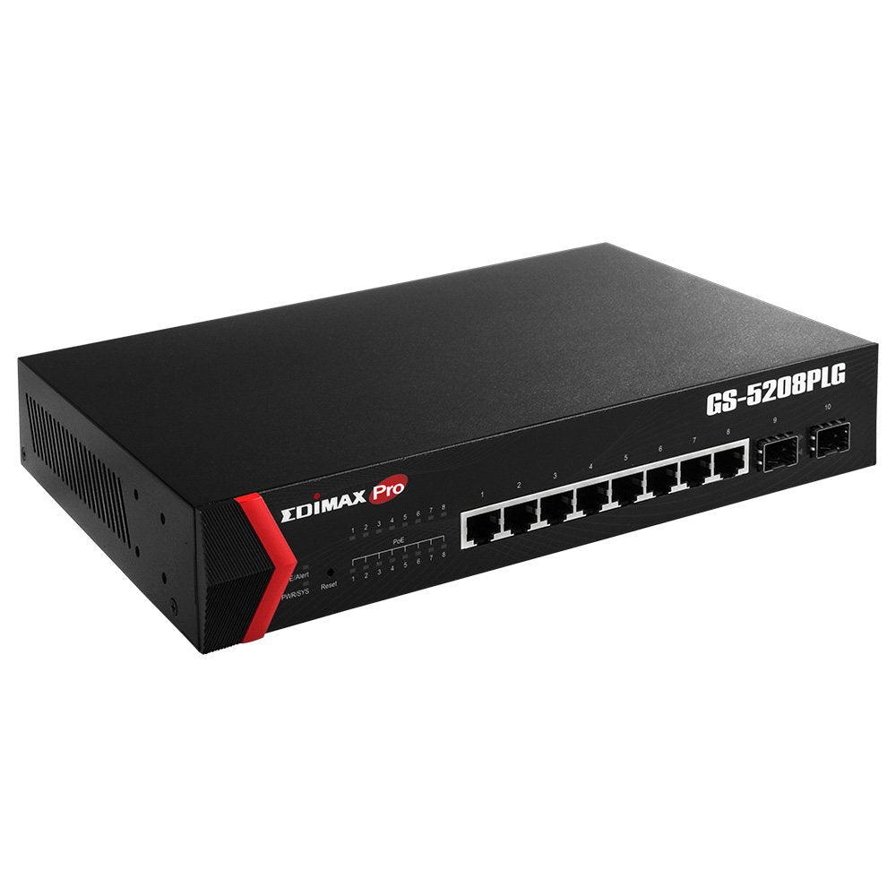EAN 4717964702708 - Edimax GS-5208PLG switch Gestionado Gigabit Ethernet (10/100/1000) Energía sobre Ethernet (PoE) 1U Negro imagen 3