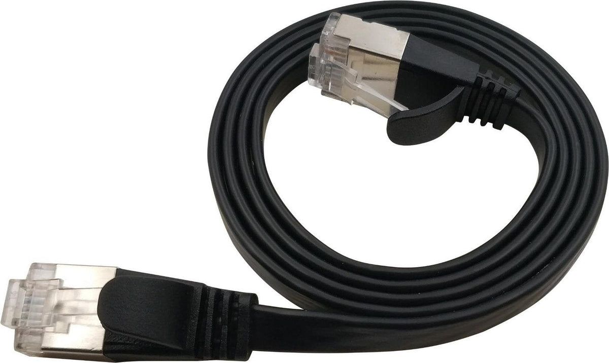 Flat U/Ftp Cat6a Black 3.5m Awg 32/7, Pvc, 1 85x6mm Stp-Fl6a-00350-Blk