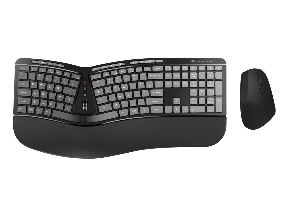 Conceptronic Wireless Keyboard+Raton,Ergo,Layout Us Sw