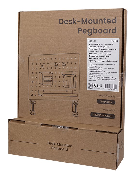 Pegboard, Clamp-On, Office, 420x477mm, Blanco