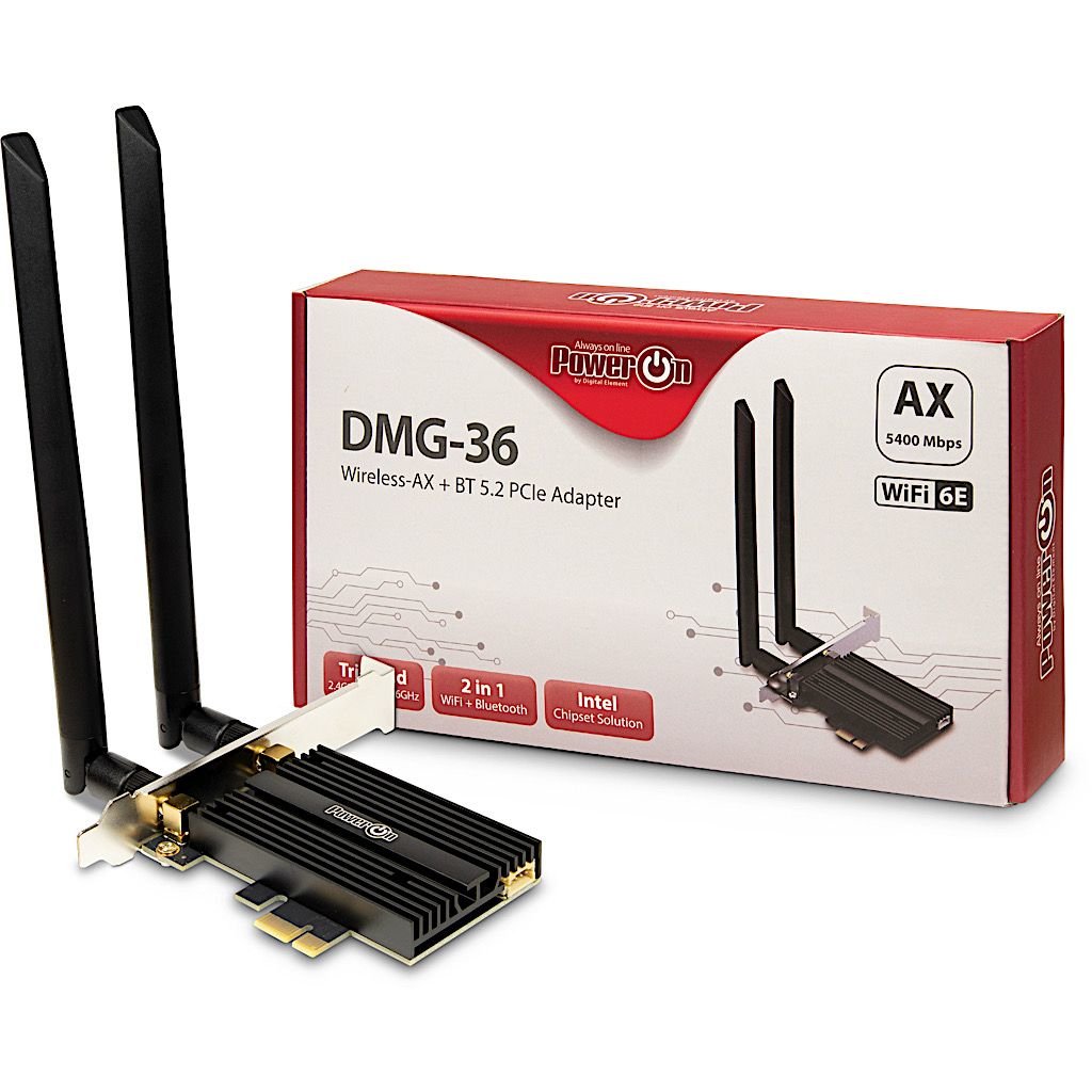 Inter-Tech Wi-Fi6e+ Bt5.2 Adaptador Pcie Dmg-36 5400 Mbps Retail