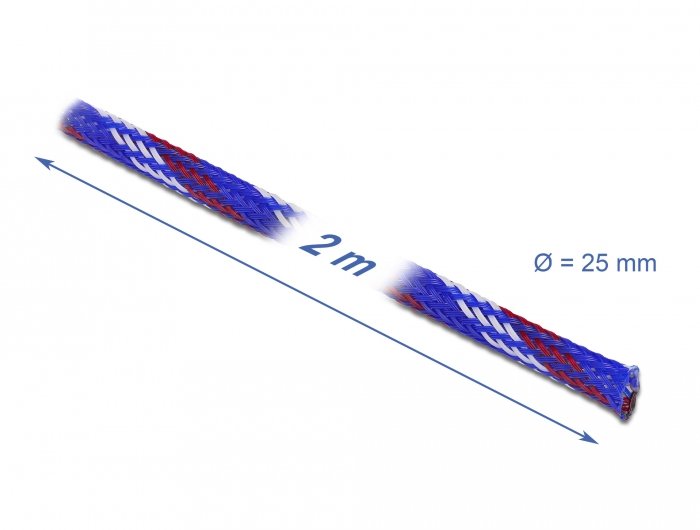 Delock Funda Trenzada Expandible 2 Mx 25 Mm Azul-Rojo-Blanco
