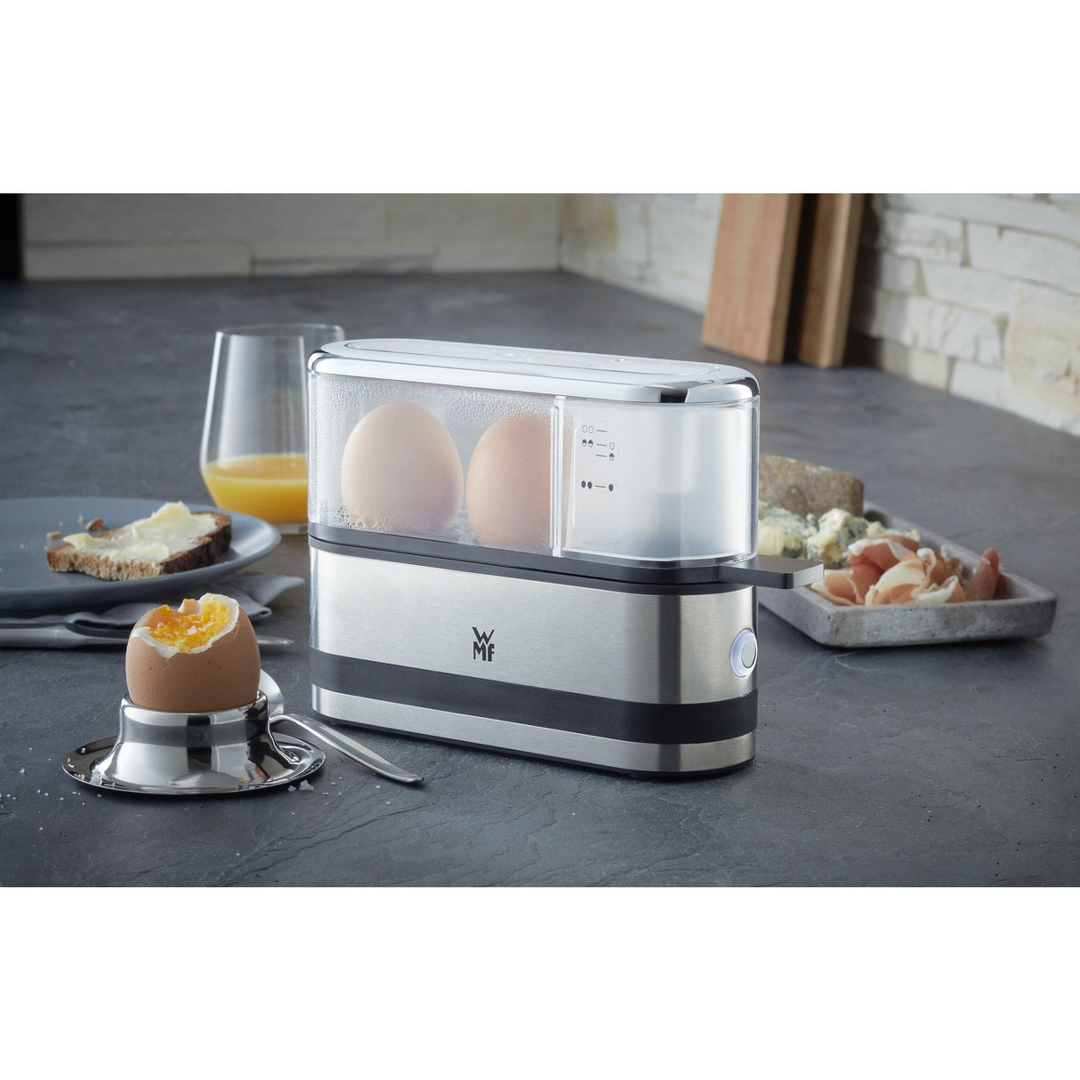 Cuecehuevos Wmf Kitchenminis 04.1502.0011, 2 Huevos 250 W Negro, Acero Inoxidable