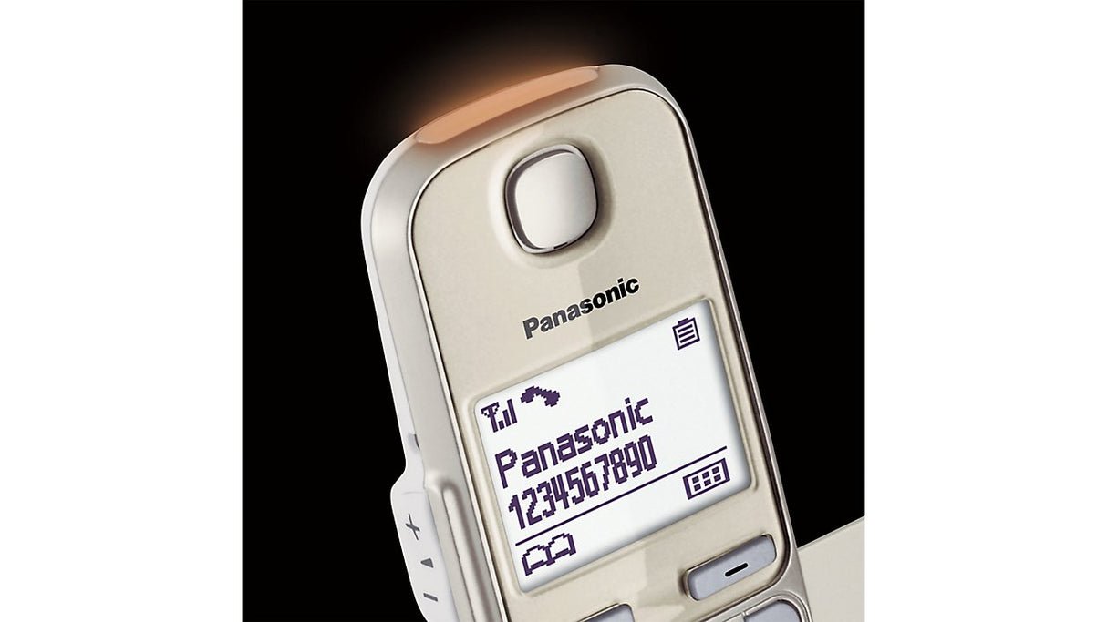 EAN 5025232915774 - Panasonic KX-TGE250 Teléfono DECT Identificador de llamadas Champán, Oro imagen 5