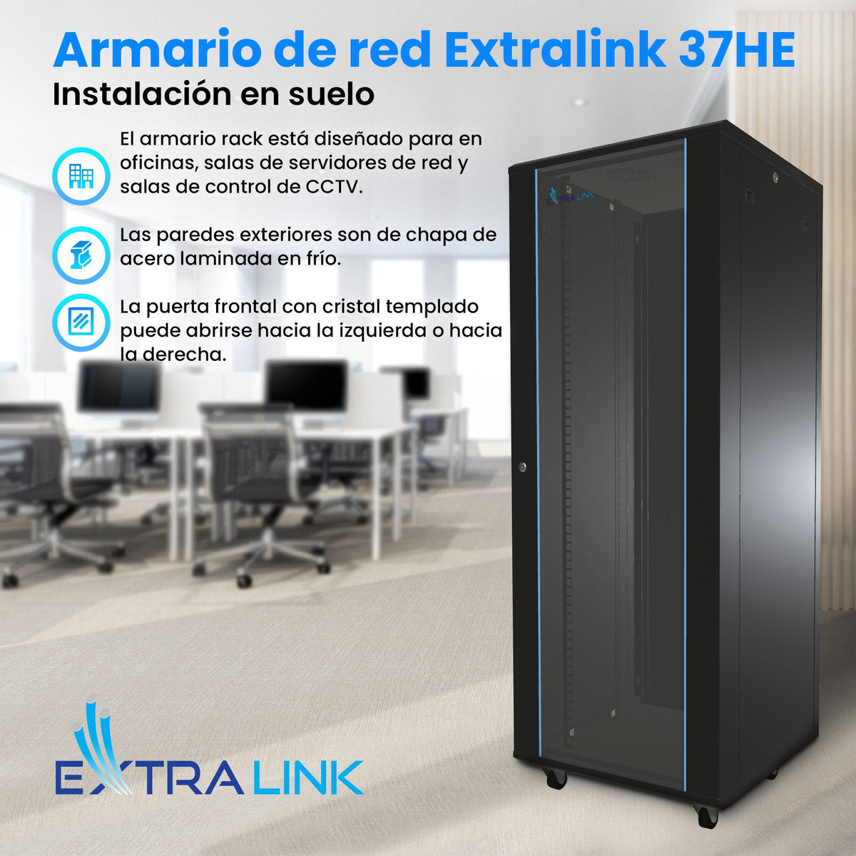 Armario Rackextralink 37u 800x800 Negro