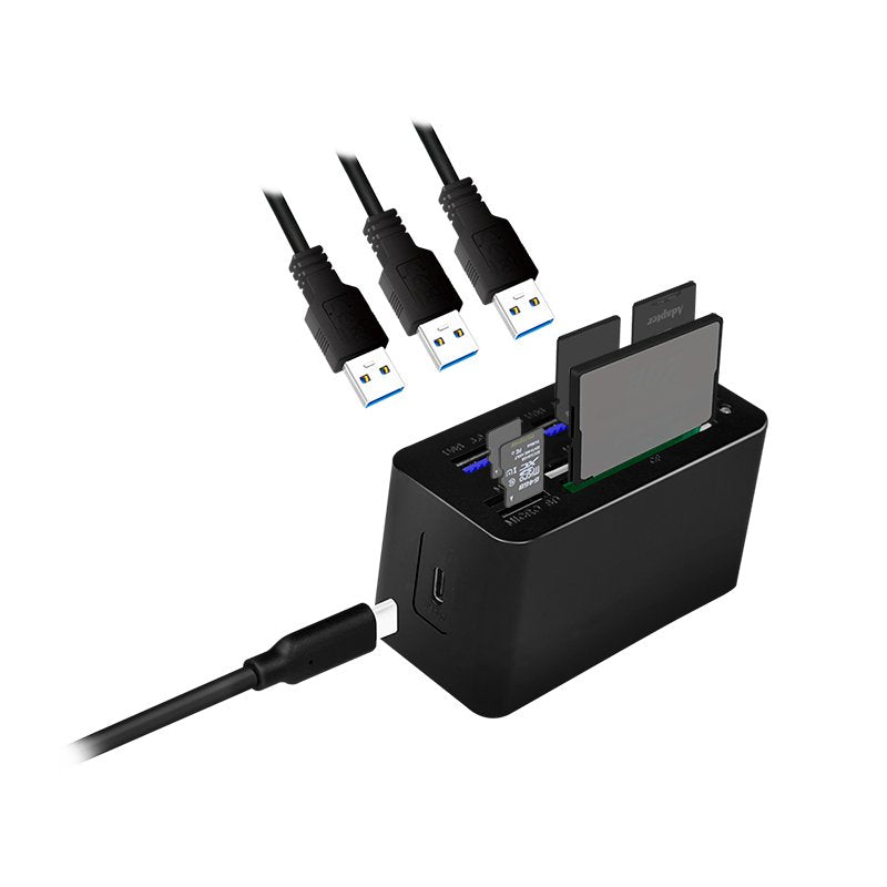 Hub Usb-C Logilink Mini Docking Negro 3xusb3.2/Admite Tarjetas Sd+Microsd+M2+Ms+Cf Cr0046