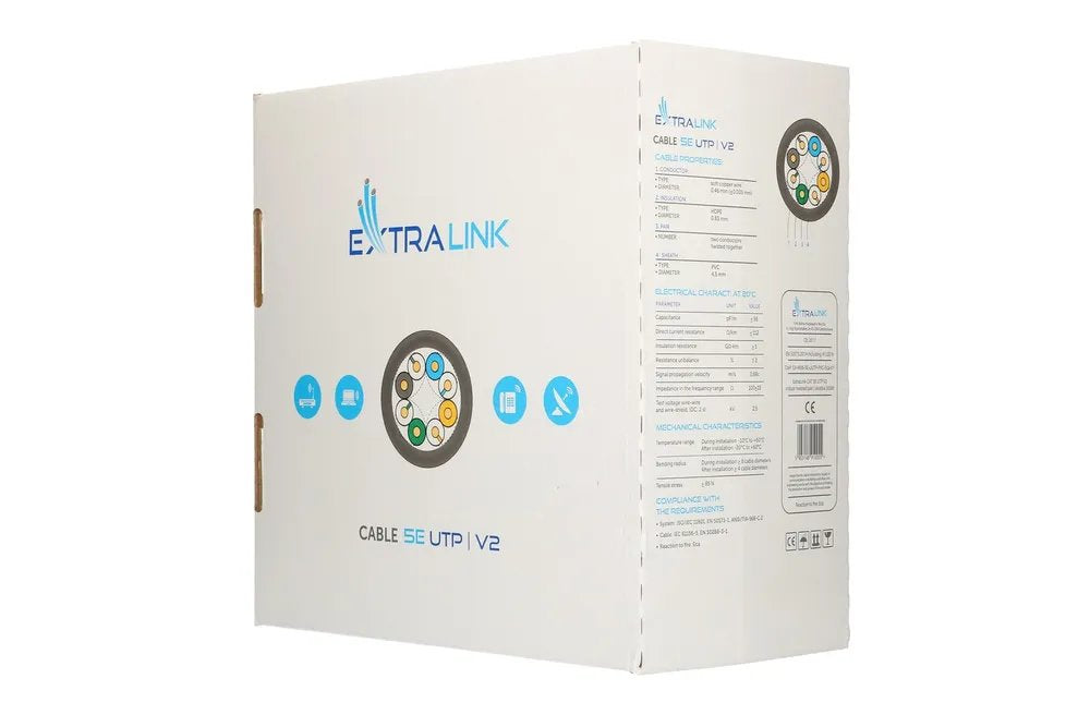 Cable Red Extralink Cat5e Utp (U/Utp) V2 Twisted Pair 305m