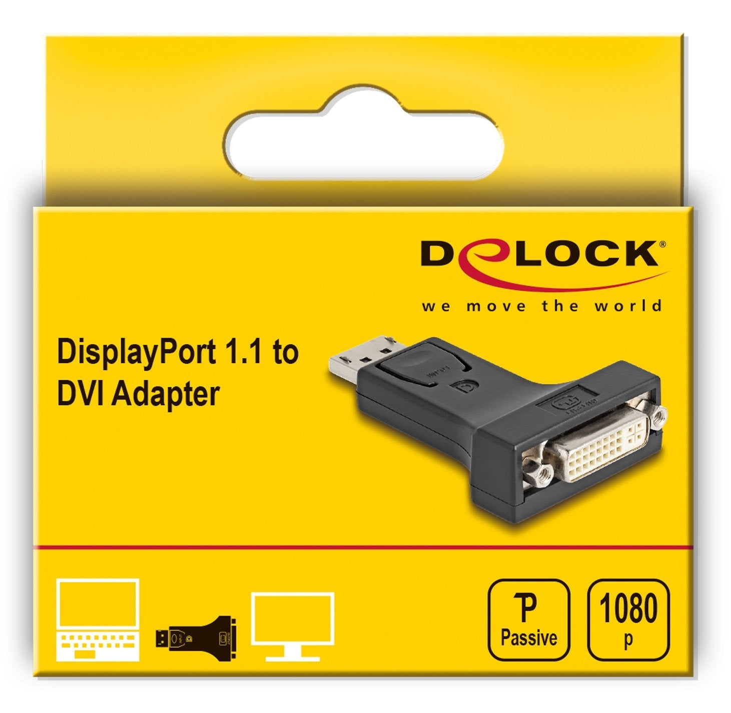Delock 66615 Adaptador Displayport 1.1 Macho A Dvi Hembra Pasivo Negro
