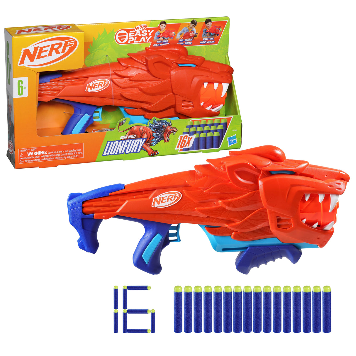 Hasbro Nerf Junior Wild Lionfury, Pistola Nerf F8646eu4