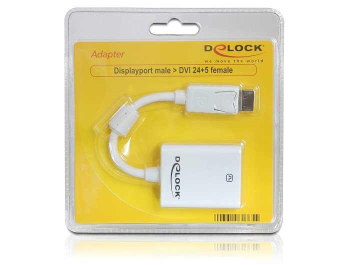 EAN 4043619617654 - DeLOCK 61765 adaptador de cable de vídeo 0,125 m DisplayPort DVI-I Blanco imagen 2