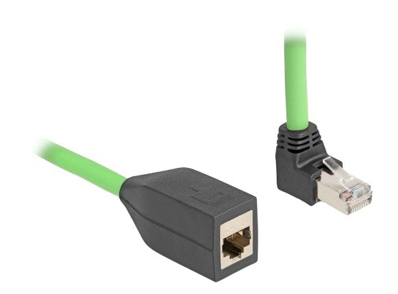 Delock 80884 Cable De Extensión De Red Rj45 Cat.6a Macho Acodado Hacia Arriba A Hembra Sf/Utp Adecuado Para Cadenas De Arrastre Pur (Tpu) 2 M Verde