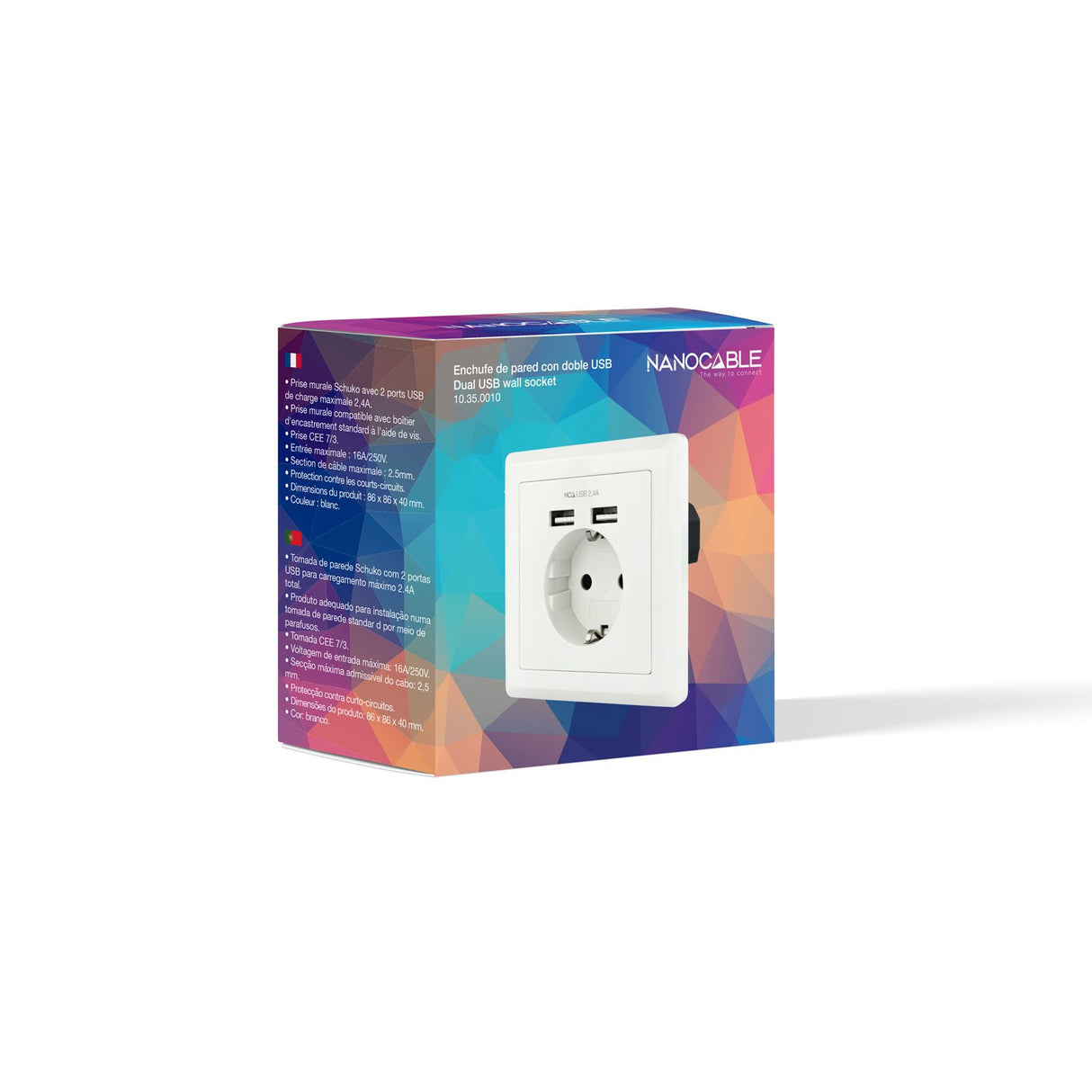 EAN 8433281009707 - Nanocable 10.35.0010 toma de corriente CEE 7/3 + USB Blanco imagen 8