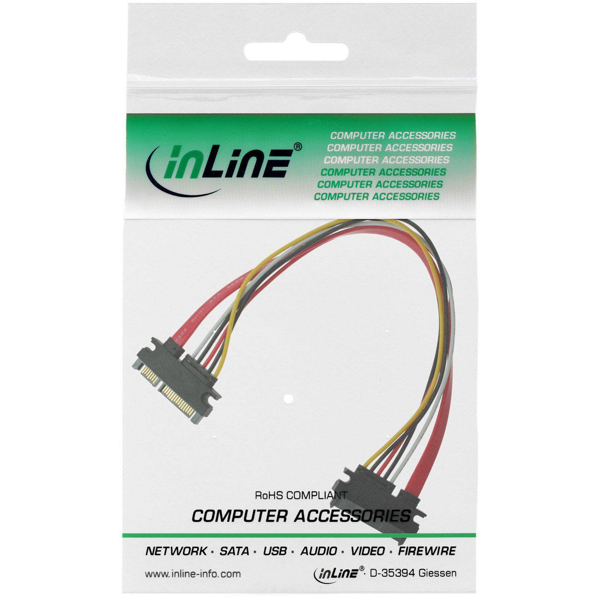 Inline Sata Data + Power Cable Sata 6gb/S Macho A Hembra 0.3m
