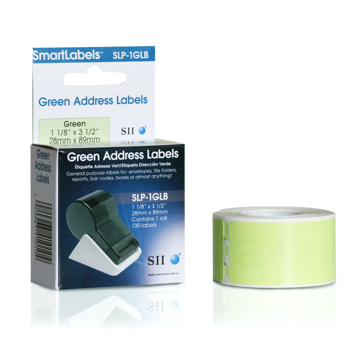 EAN 0020963410104 - Seiko Instruments SLP-1GLB Verde Etiqueta para impresora autoadhesiva imagen 1