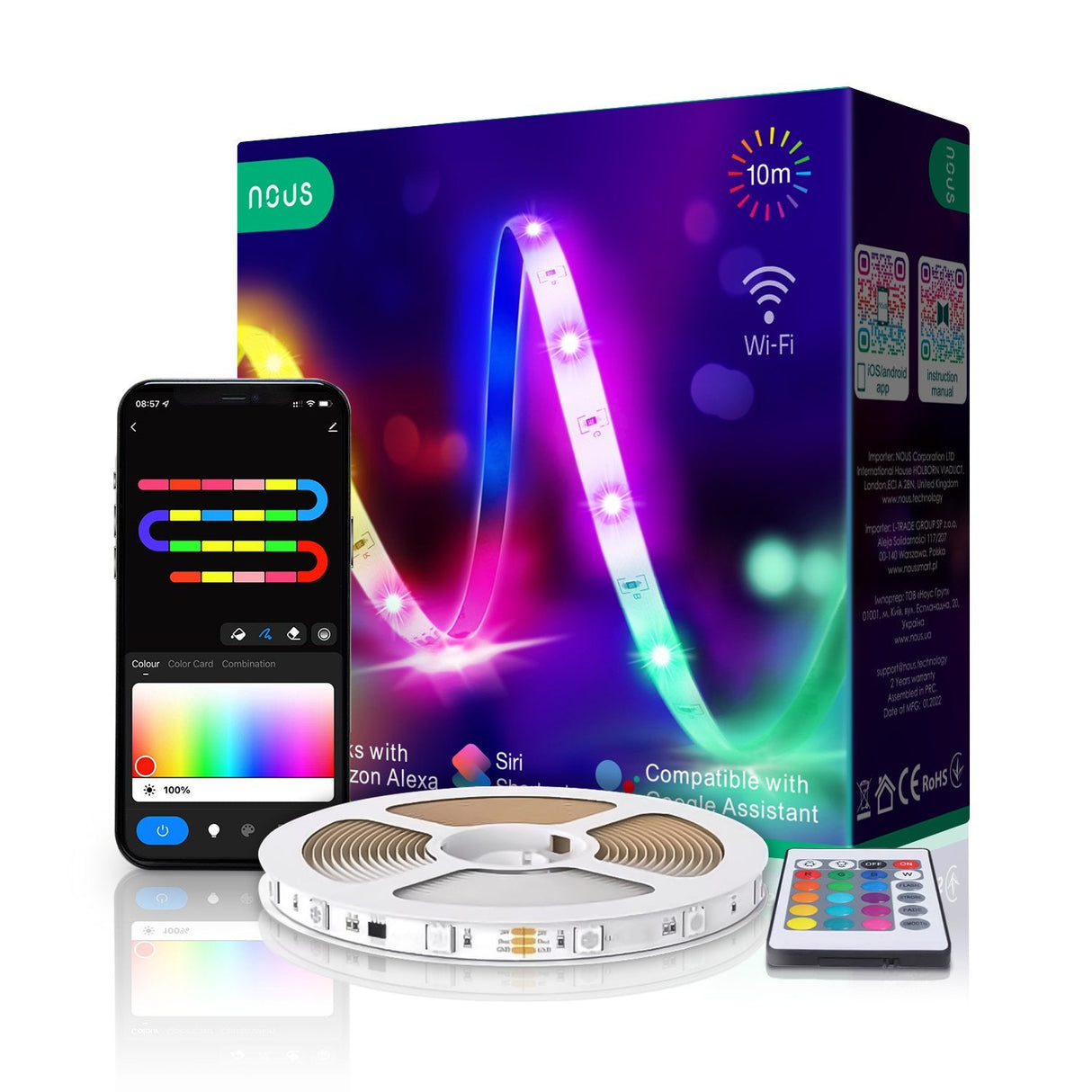 EAN 5907772033913 - Nous 5907772033913 iluminación inteligente Tira de luz inteligente Wi-Fi 24 W imagen 1