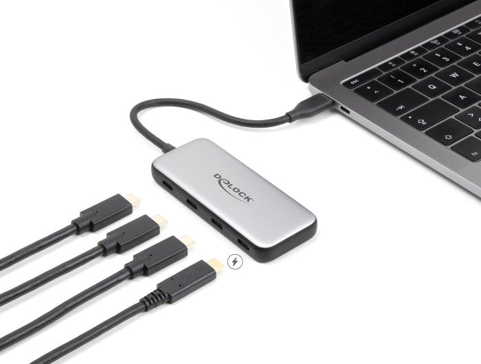 Delock 64261 Concentrador Usb Type-C De Usb 10 Gbps Con 4 X Usb Type-C Hembra Y Pd De 85 Vatios