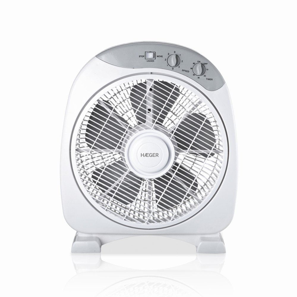 Ventilador De Suelo Haeger Home Wind 5 Aspas 40w Multidireccional Ø30cm 3 Velocidades Temporizador 60 Min Silencioso