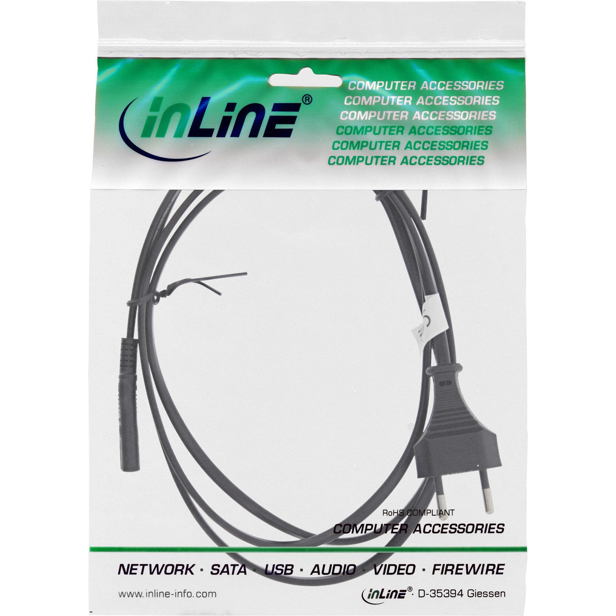 Enchufe Inline Suiza Cee7/16 A Cable De Alimentación Euro8 C7, Negro, 1,8 M
