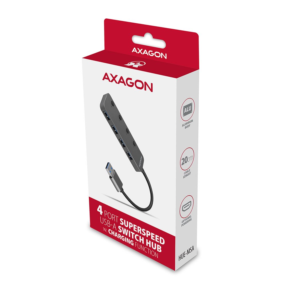 EAN 8595247905642 - Axagon HUE-MSA Superspeed USB-A Switch Hub 4x USB 3.0 aktiv - 20cm schwarz USB 3.2 Gen 1 (3.1 Gen 1) Type imagen 7