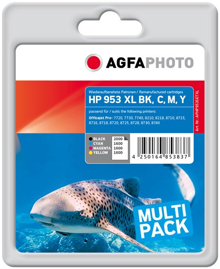 EAN 4250164853837 - AgfaPhoto APHP953SETXL cartucho de tóner 4 pieza(s) Compatible Negro, Cian, Magenta, Amarillo imagen 1